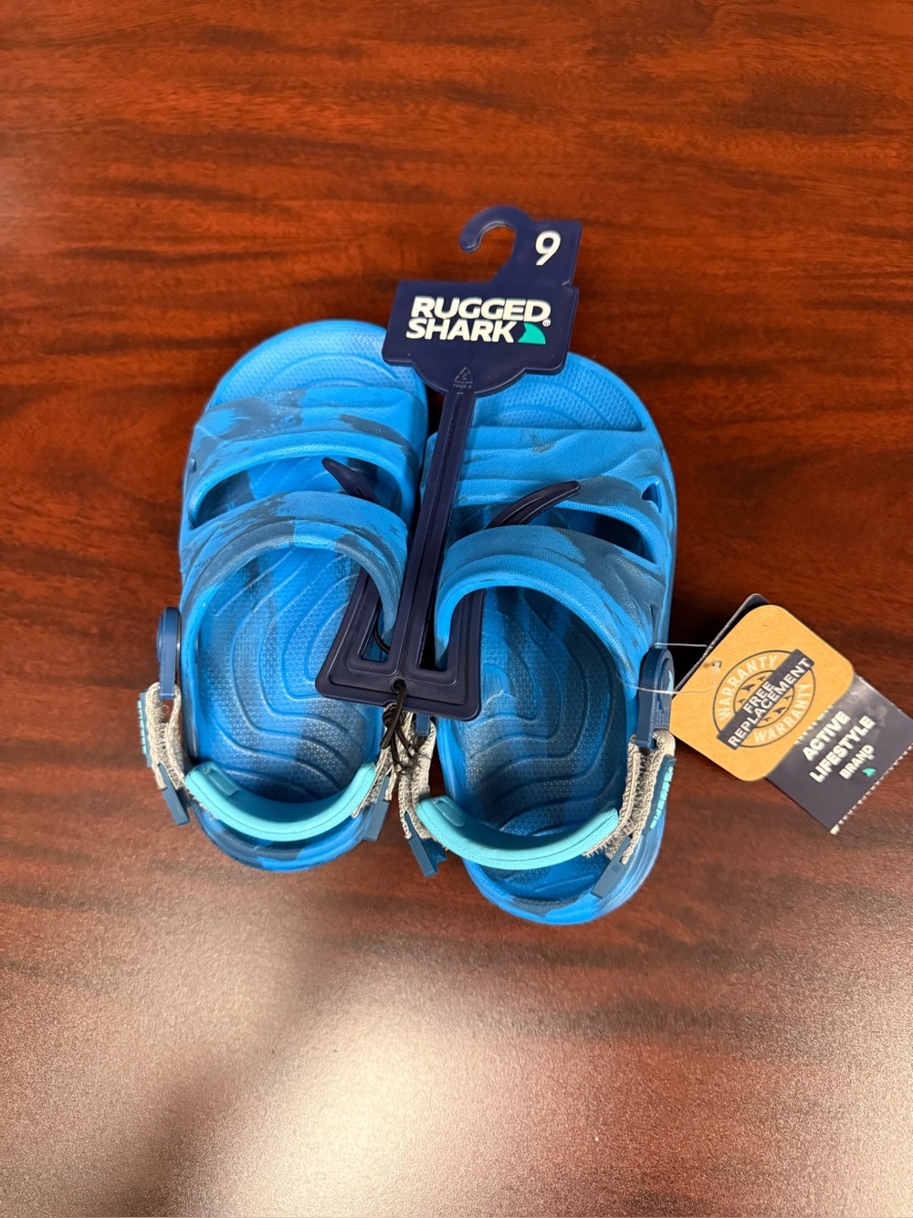 Rugged Shark Kids' Blue Active Sandals Size 9